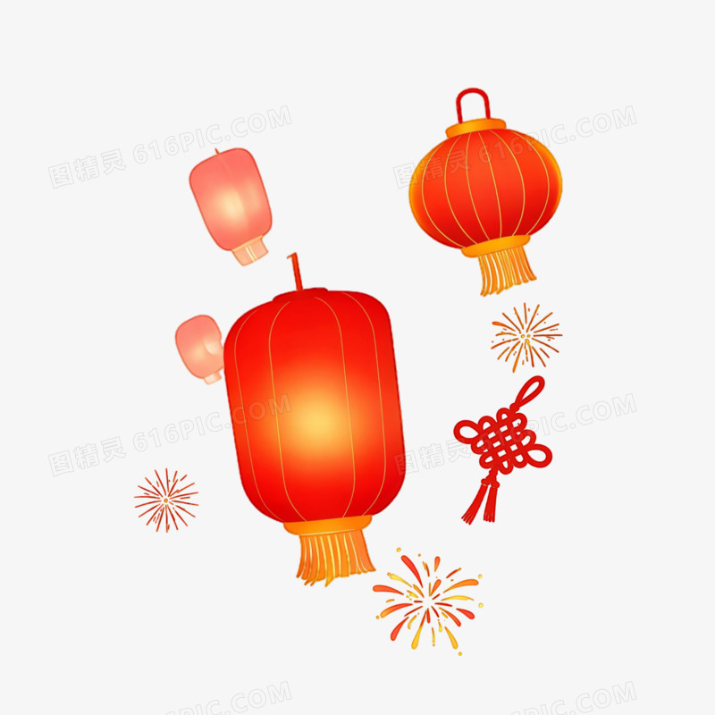 大红灯笼节日装饰ai免抠元素