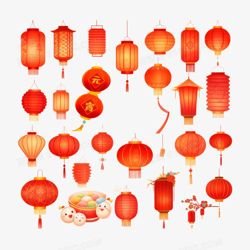 多种花灯灯笼ai免抠元素