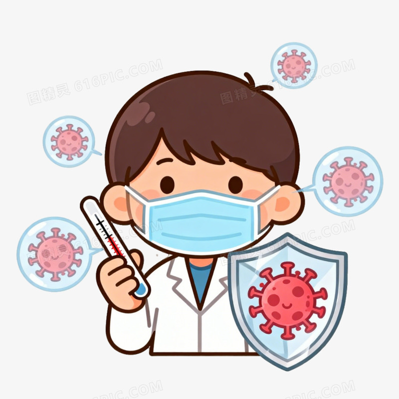 预防流感病毒感冒戴口罩ai免抠元素