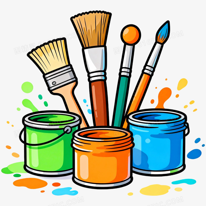 卡通手绘美术用品免抠元素