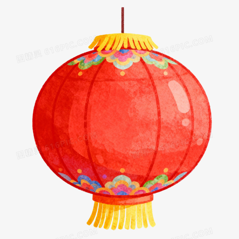 手绘水彩节日灯笼元素