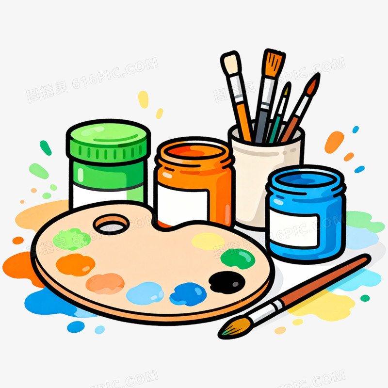 卡通手绘美术用品免抠元素