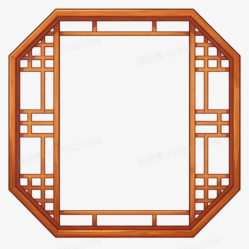 中式木质窗边框ai免抠元素