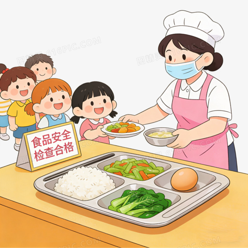 卡通元素食品安全幼儿园食品安全免抠元素