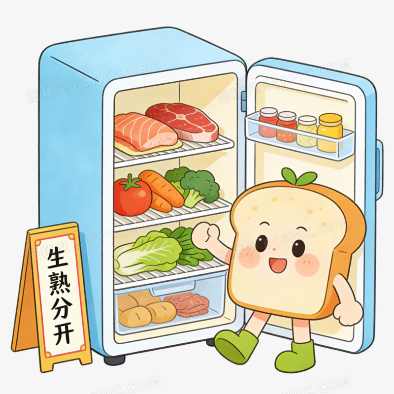 卡通元素食品安全生熟分开免抠元素