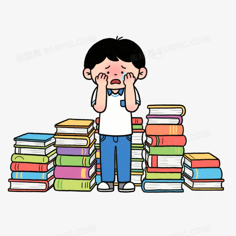 读书焦虑心理健康教育学业压力免抠元素