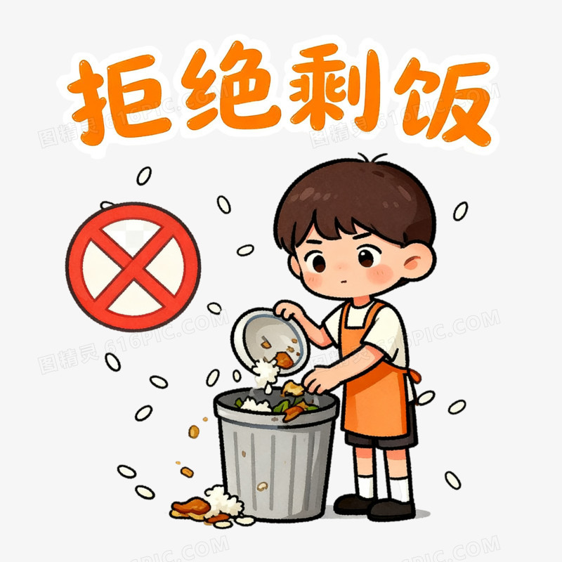 卡通风节约粮食免抠元素