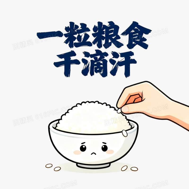 卡通风节约粮食免抠元素