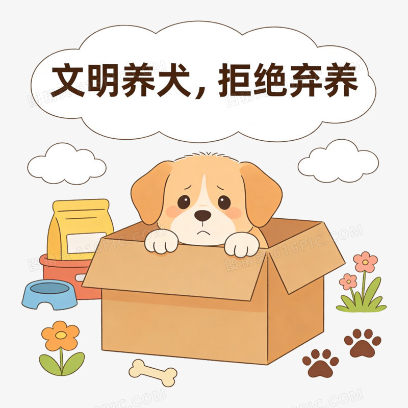 扁平风文明养宠拒绝弃养免抠元素