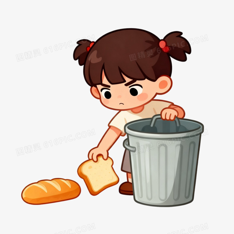 卡通风节约粮食不要浪费免抠元素