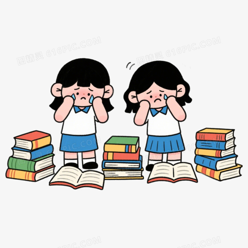 读书焦虑心理健康教育学业压力免抠元素