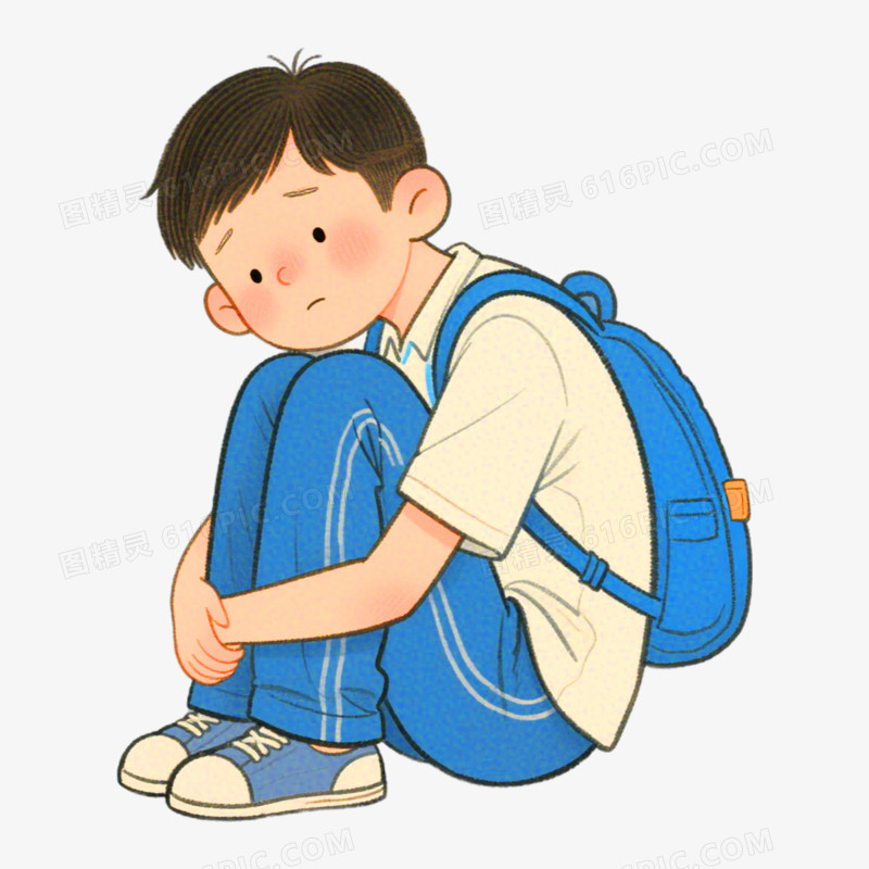 焦虑孤单心理健康教育免抠元素