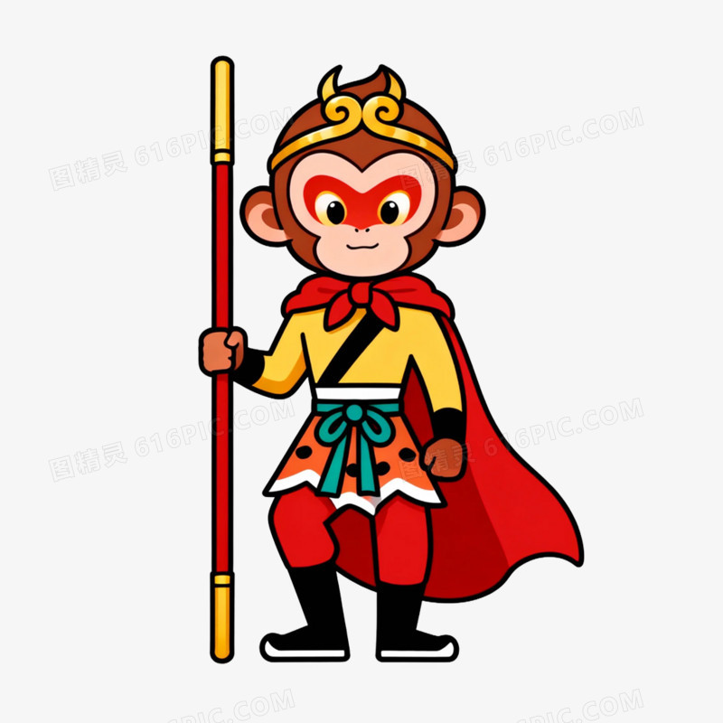 卡通插画风西游记人物孙悟空免抠元素