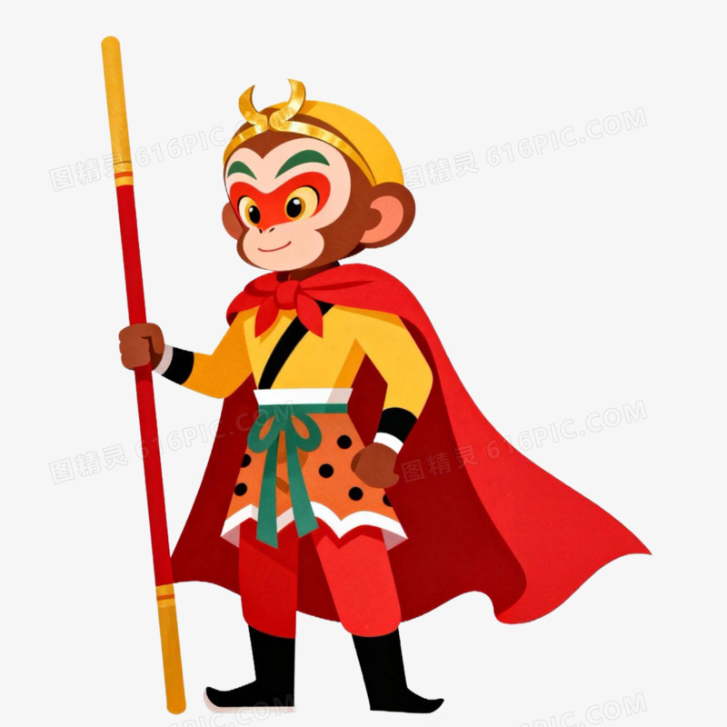 卡通插画风西游记人物孙悟空免抠元素