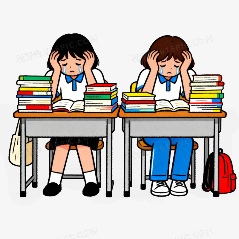 读书焦虑心理健康教育学业压力免抠元素