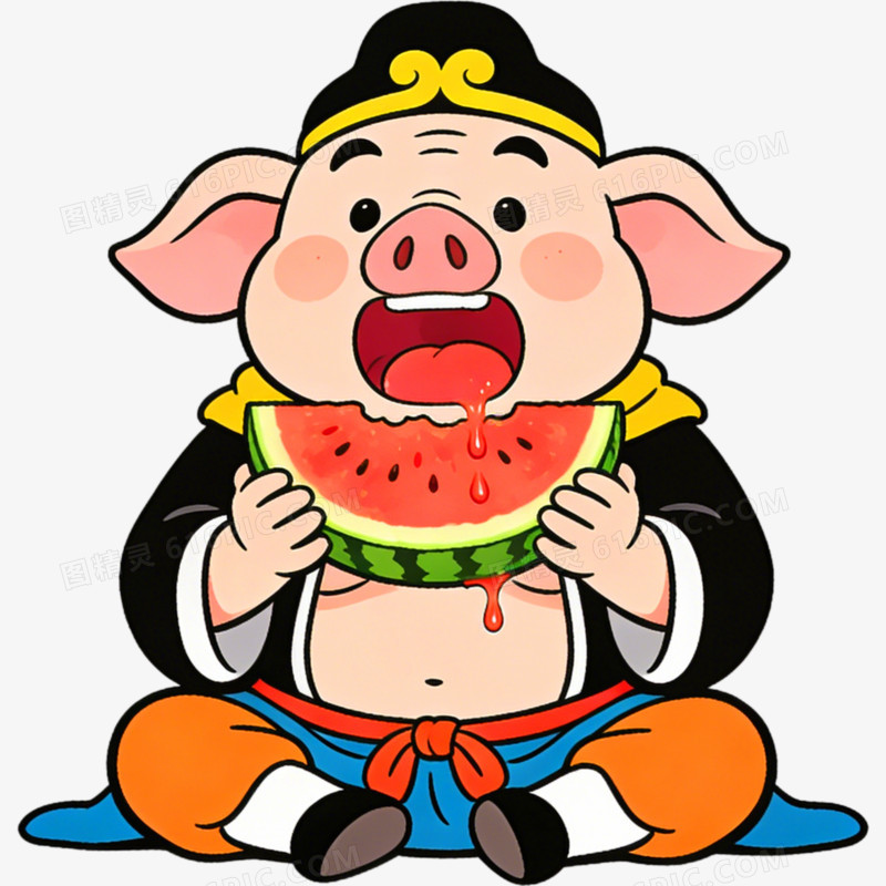 猪八戒吃西瓜四大名著西游记免抠元素
