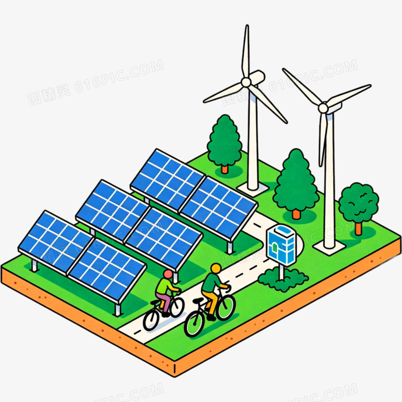 新能源生活社区绿色环保免抠元素