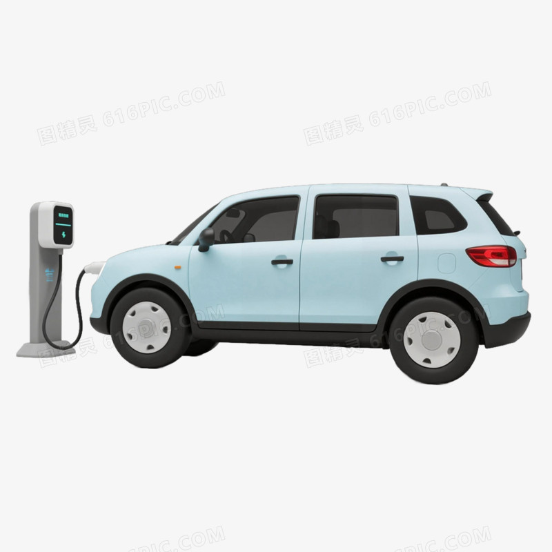 卡通插画风新能源汽车免抠元素