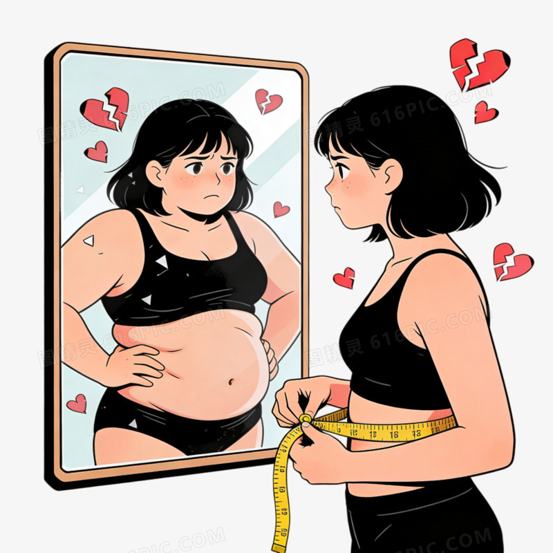 心理健康身材焦虑免抠元素