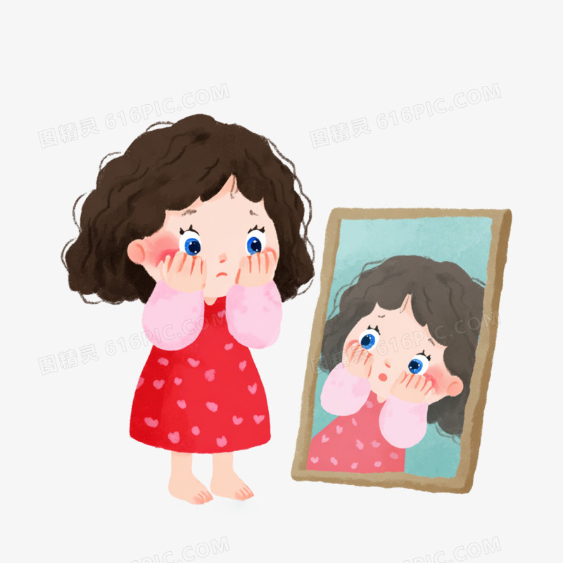 卡通手绘心理健康容貌焦虑免抠元素