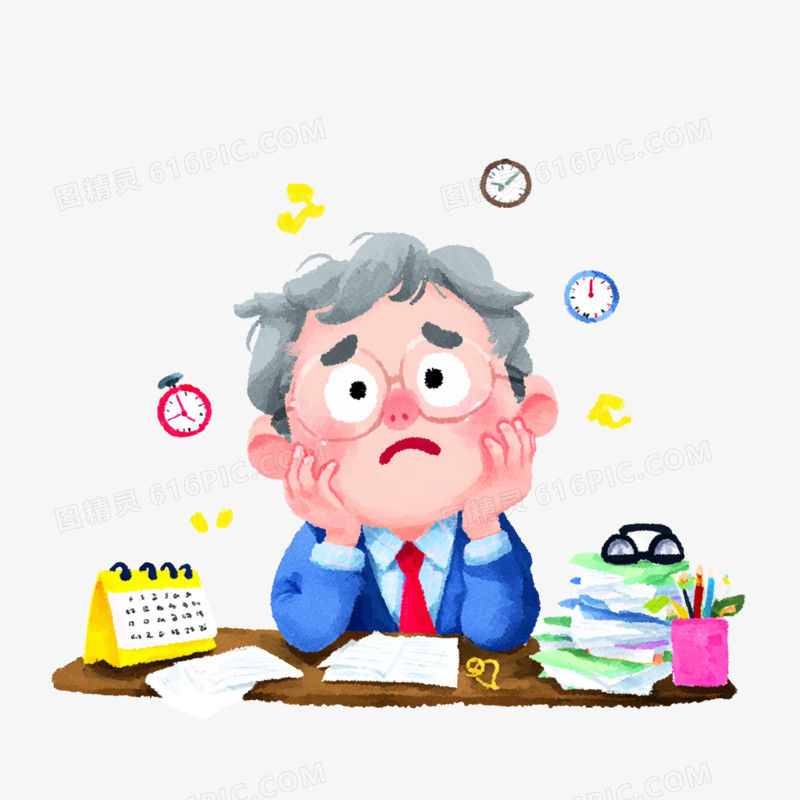 卡通手绘年龄焦虑免抠元素