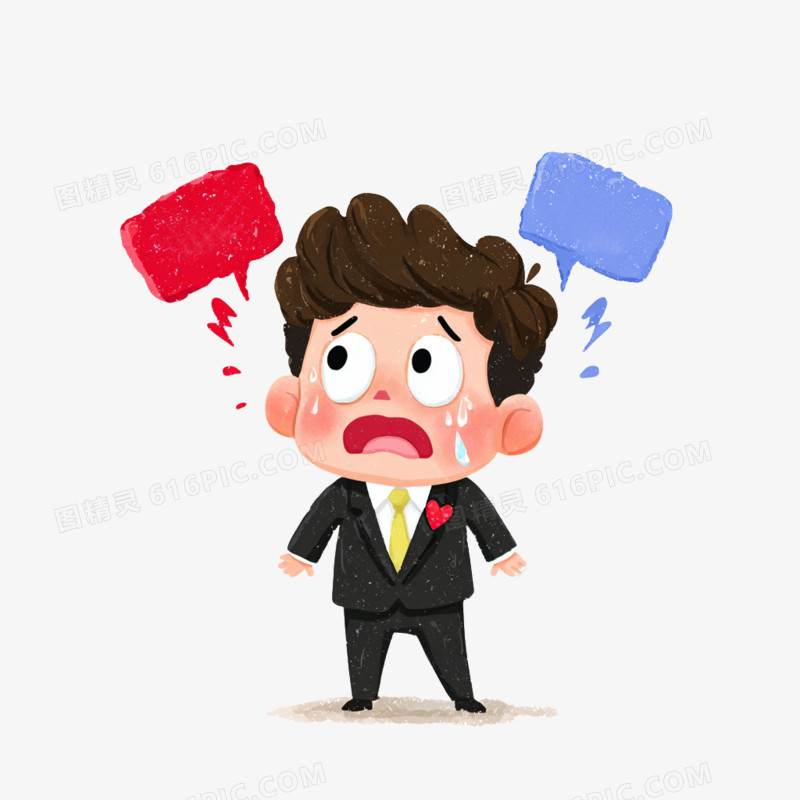卡通手绘工作压力压力焦虑免抠元素