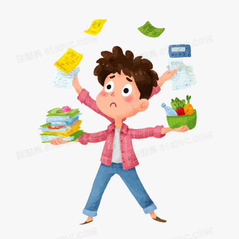 卡通手绘心理健康生活压力焦虑免抠元素