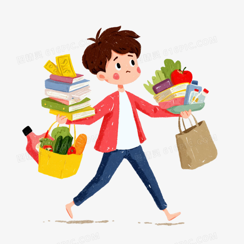 卡通手绘心理健康生活压力焦虑免抠元素