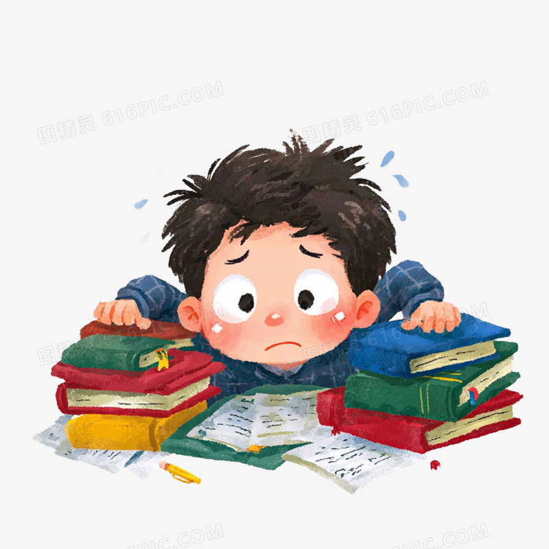 卡通手绘心理健康学习压力焦虑免抠元素