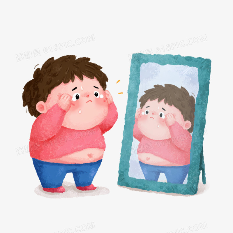卡通手绘心理健康体型焦虑免抠元素