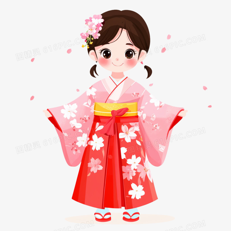 卡通手绘日本和服免抠元素