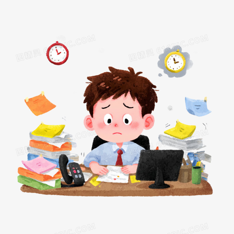 卡通手绘心理健康工作压力焦虑免抠元素