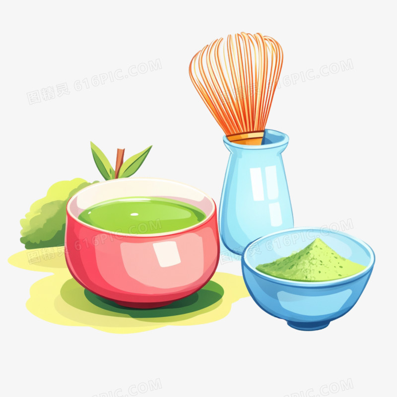 卡通手绘日本茶道抹茶免抠元素