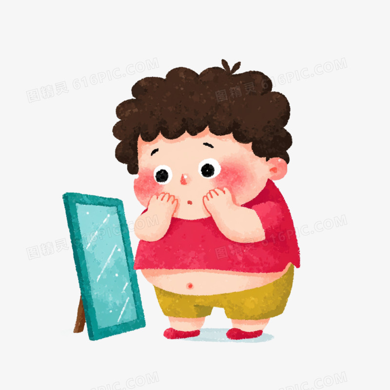 卡通手绘心理健康体型焦虑免抠元素