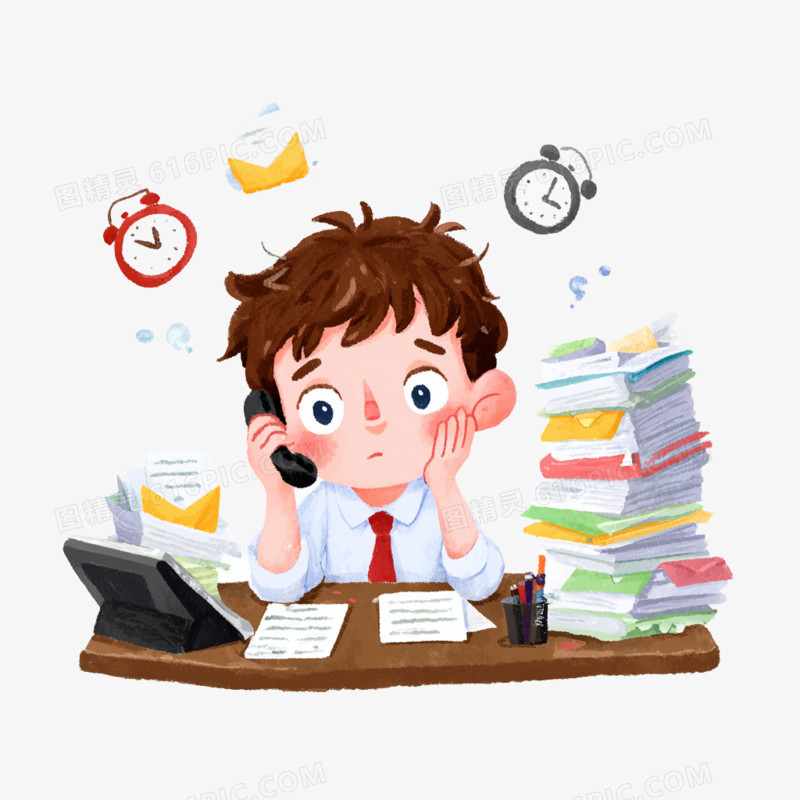 卡通手绘心理健康工作压力焦虑免抠元素