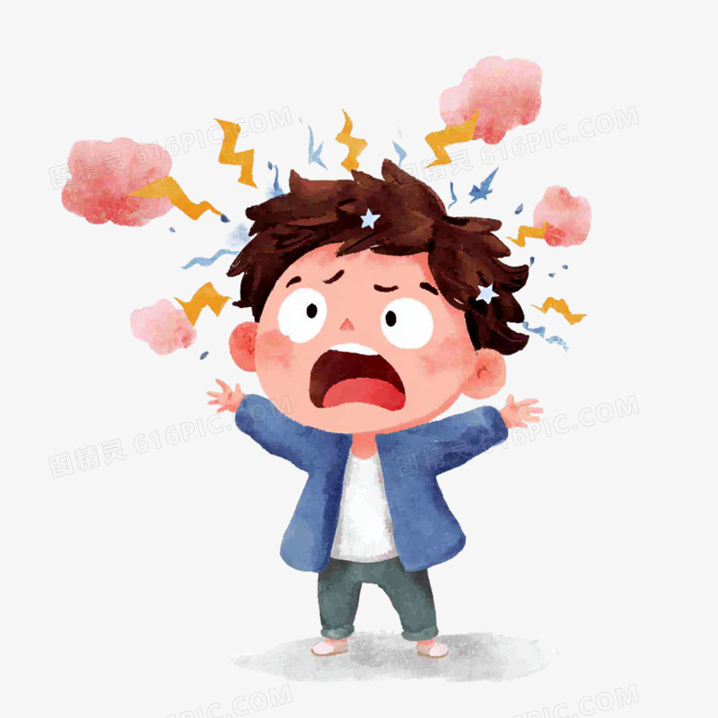 卡通手绘心理健康压力焦虑免抠元素