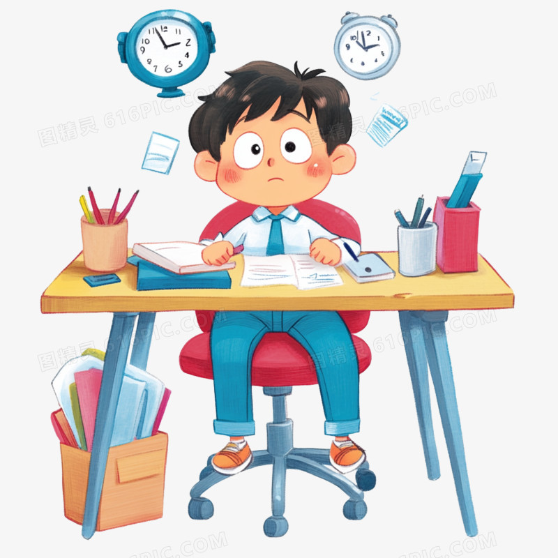 卡通手绘心理健康工作压力焦虑免抠元素