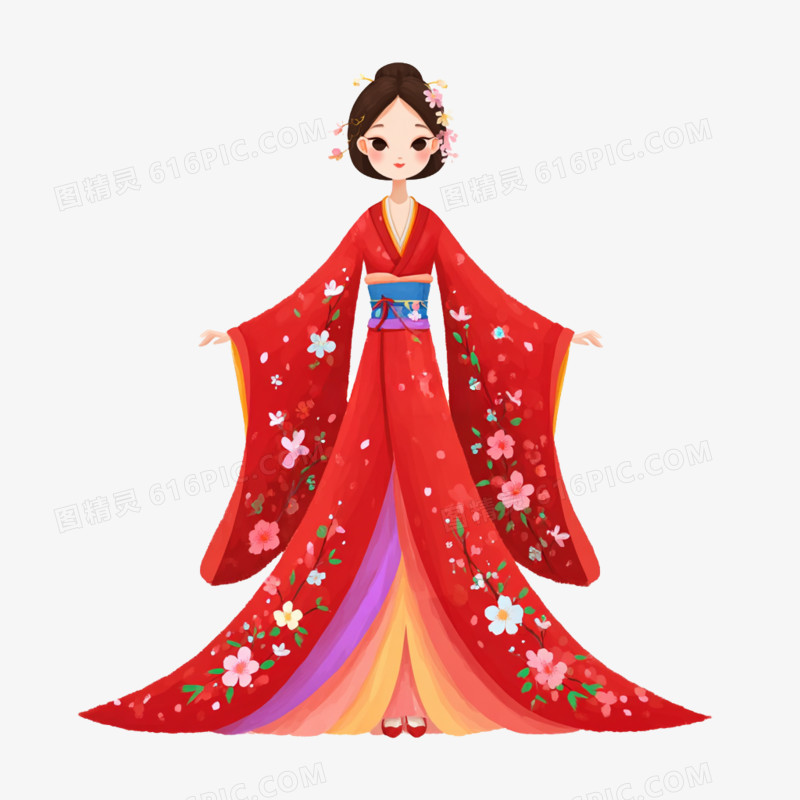 卡通手绘日本和服免抠元素