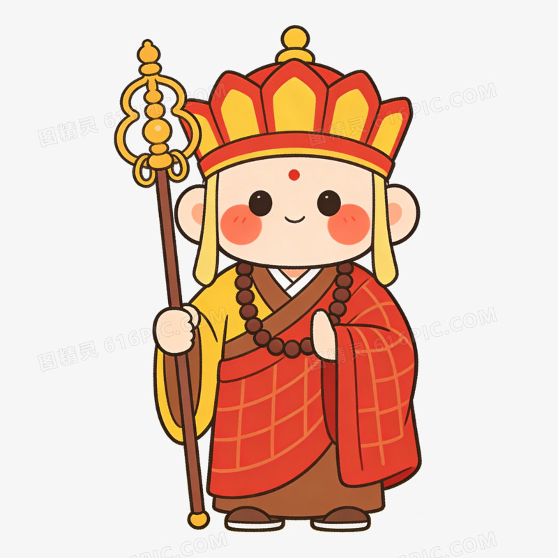 扁平风Q版唐僧免抠元素