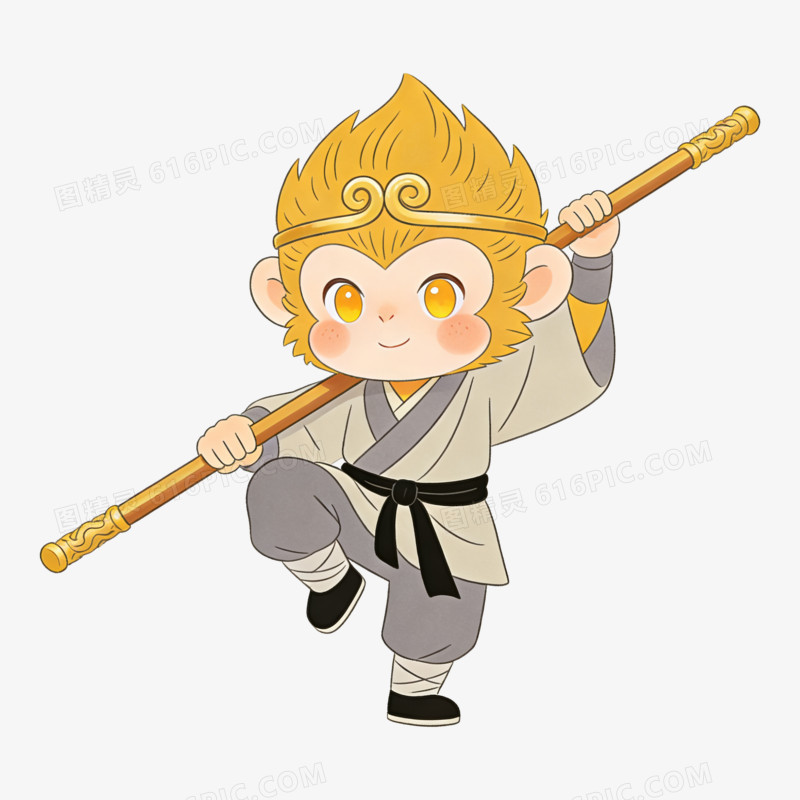 扁平风Q版孙悟空免抠元素