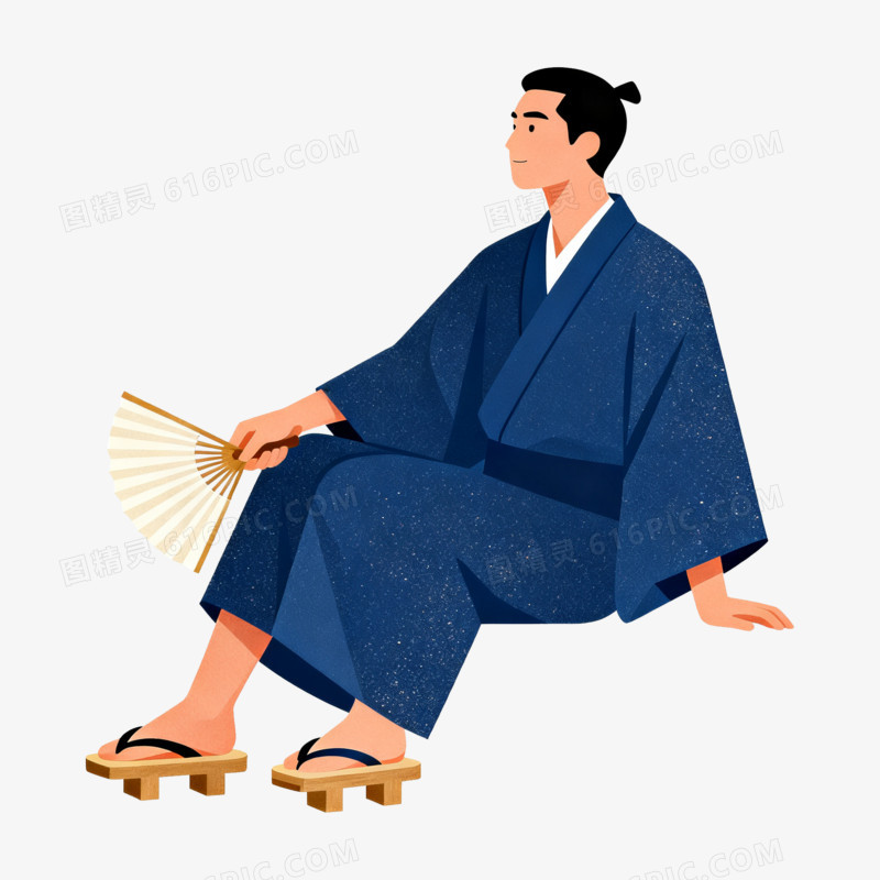 扁平风日式和服男士免抠元素