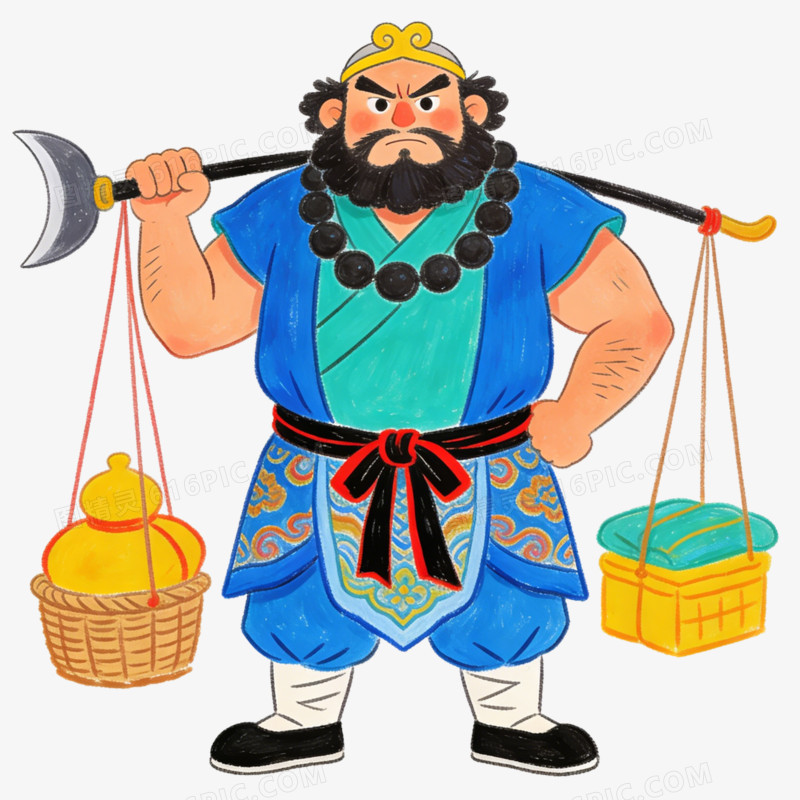 卡通挑着行李的沙和尚免抠元素