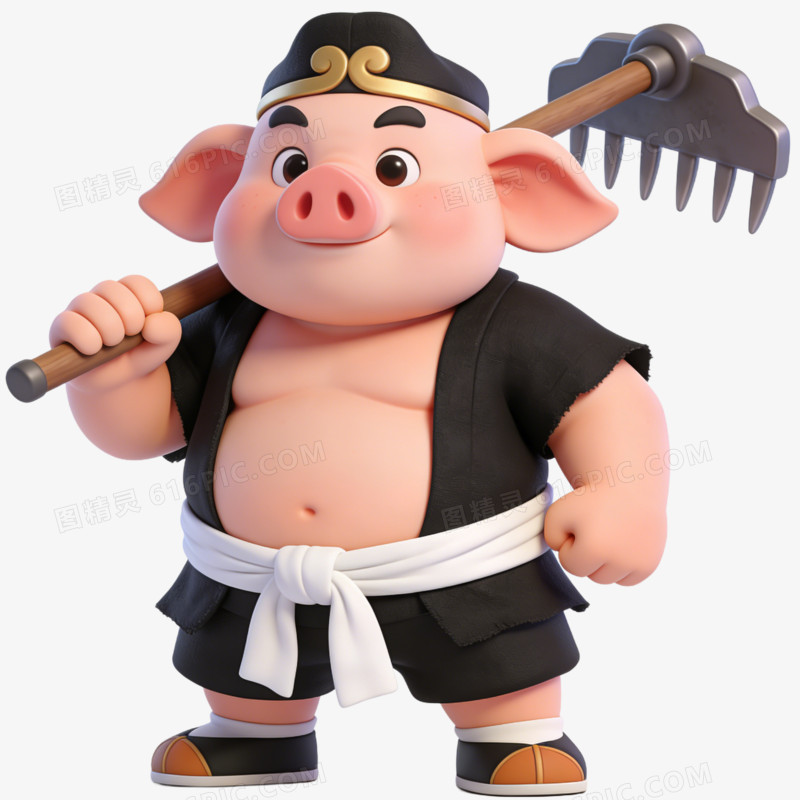 3D卡通Q版猪八戒免抠元素