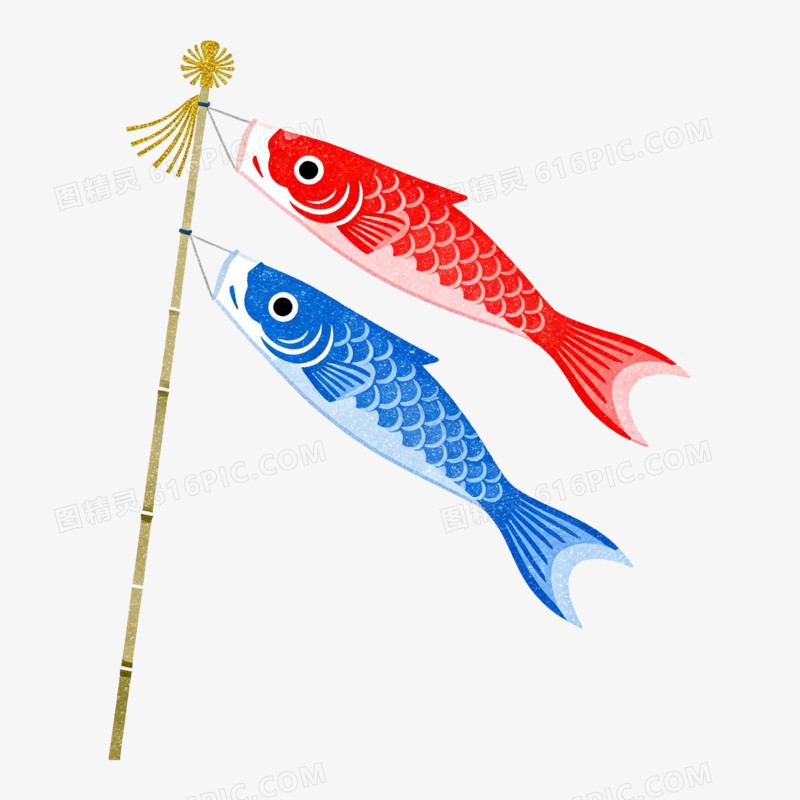 扁平风日式鲤鱼旗免抠元素