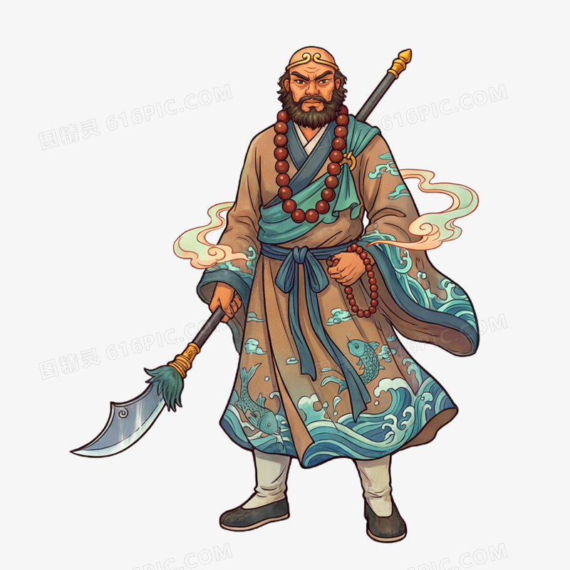 国潮插画风格沙僧免抠元素