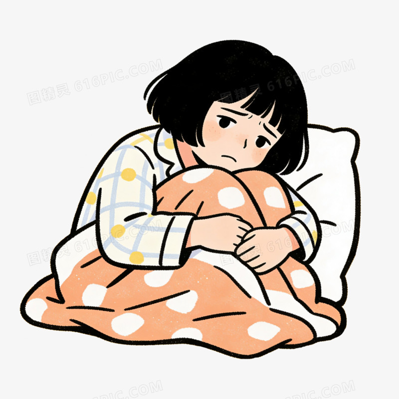 扁平风女生心情失落焦虑免抠元素