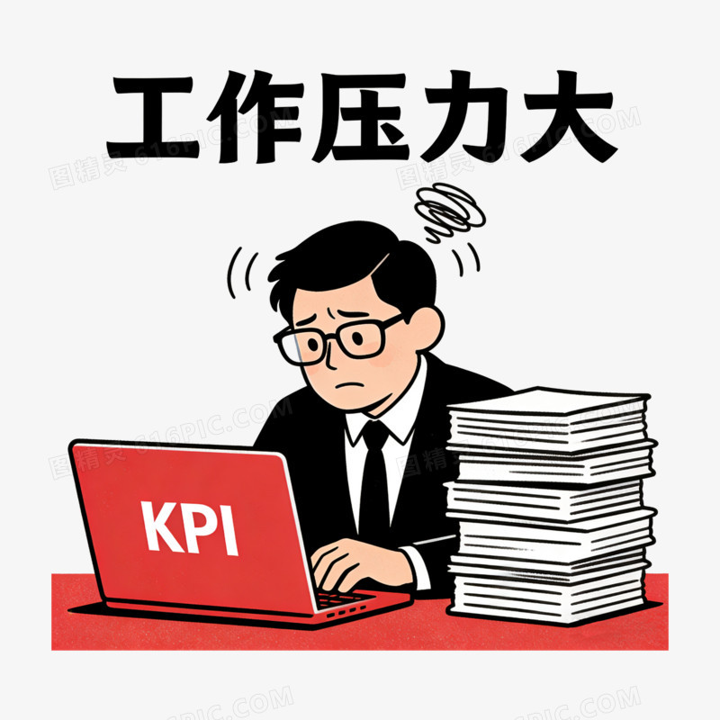 扁平风员工工作压力大免抠元素