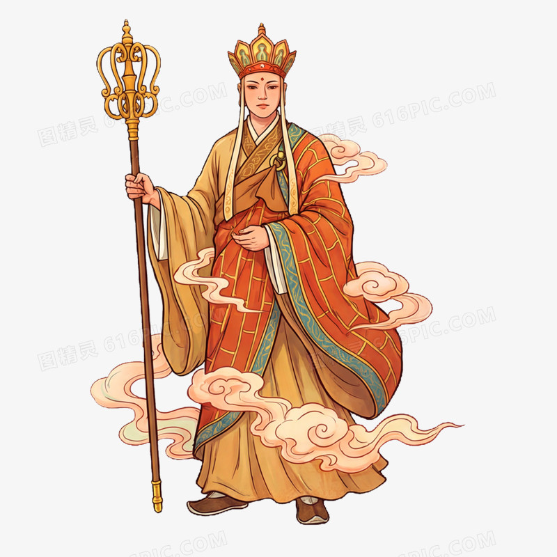 国潮插画风格唐僧免抠元素