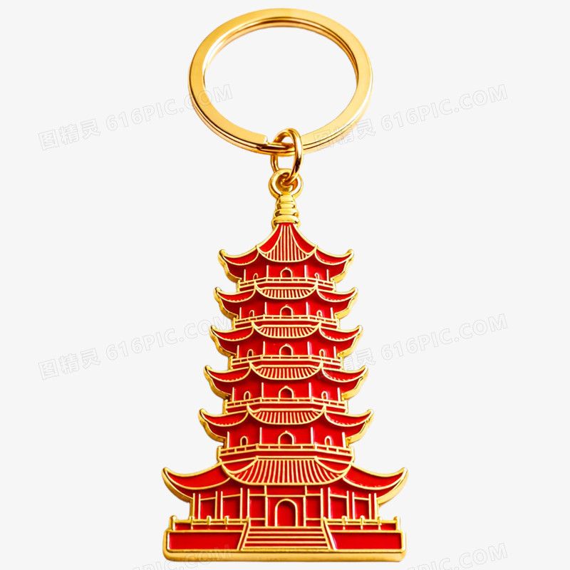 创意文创产品黄鹤楼钥匙扣免抠元素