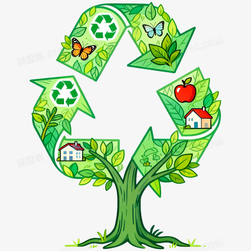 卡通手绘绿色环保免抠元素